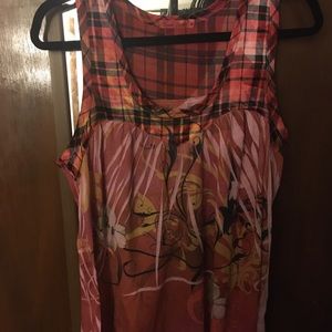 Plaid and floral tank top